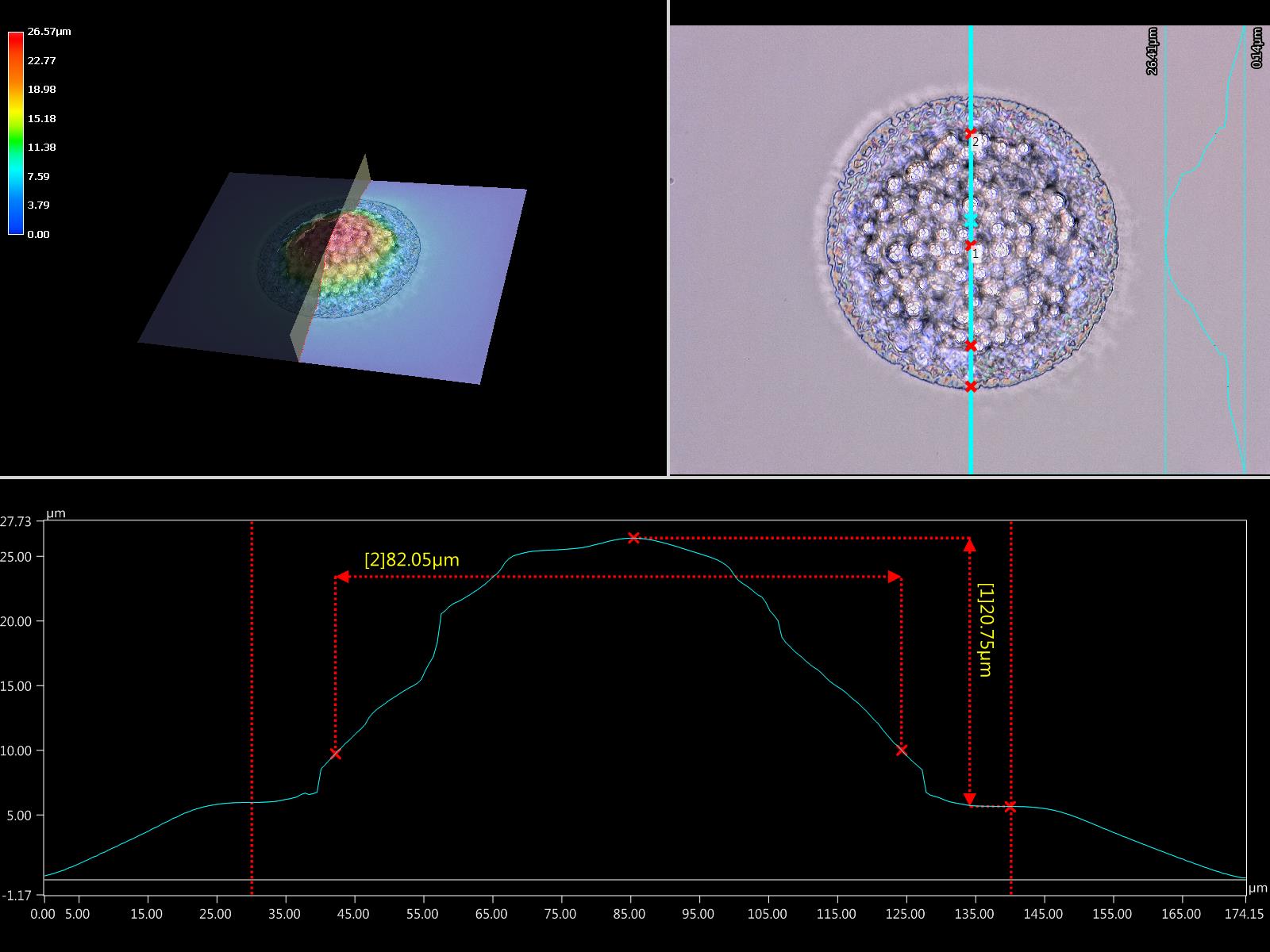 80um detailed height examine of dispensed solder paste micro-dots on a microscope
