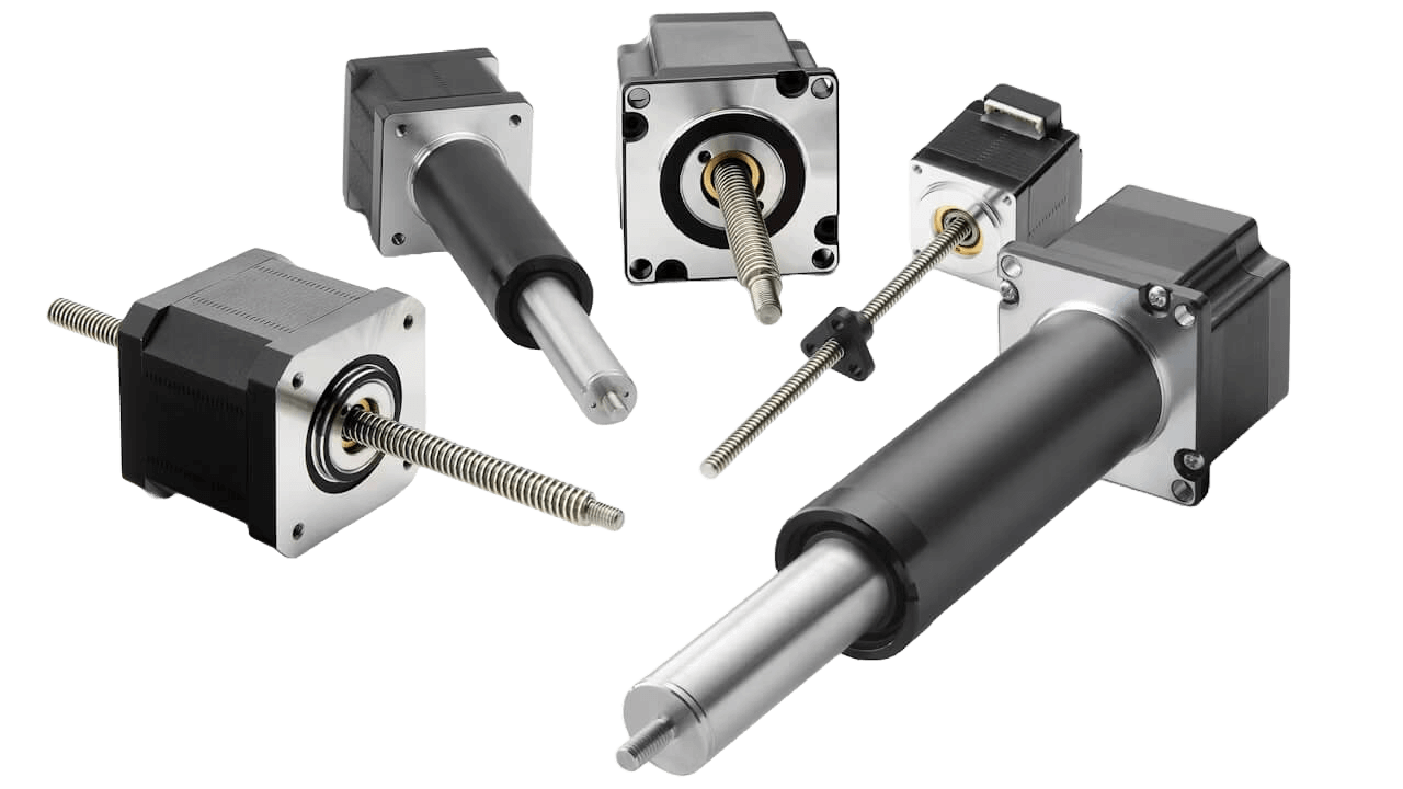 Ball screw motors with visible ball screws and motor housings.