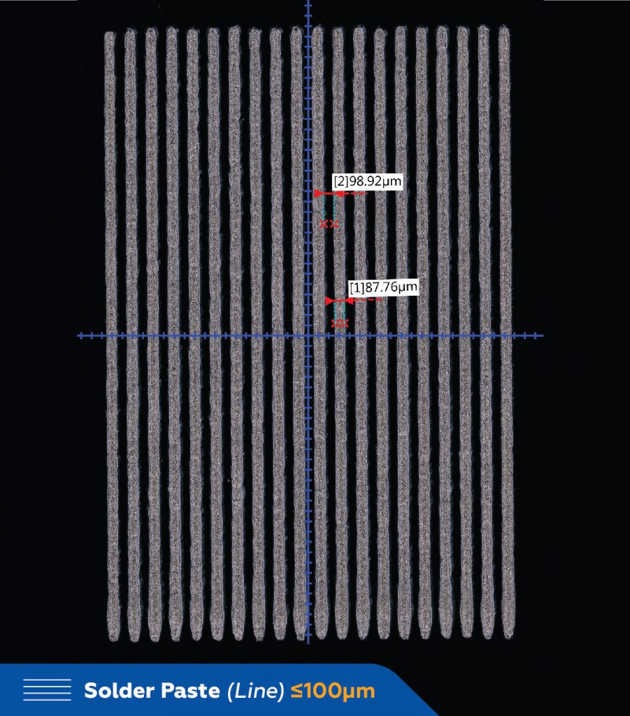 Solder Paste Micro lines Dispensing at 80μm width